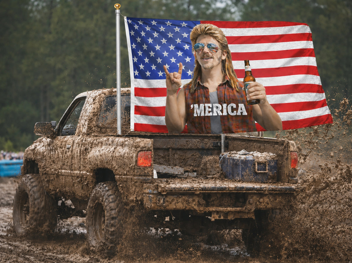 MERICA Mullet Man American Flag