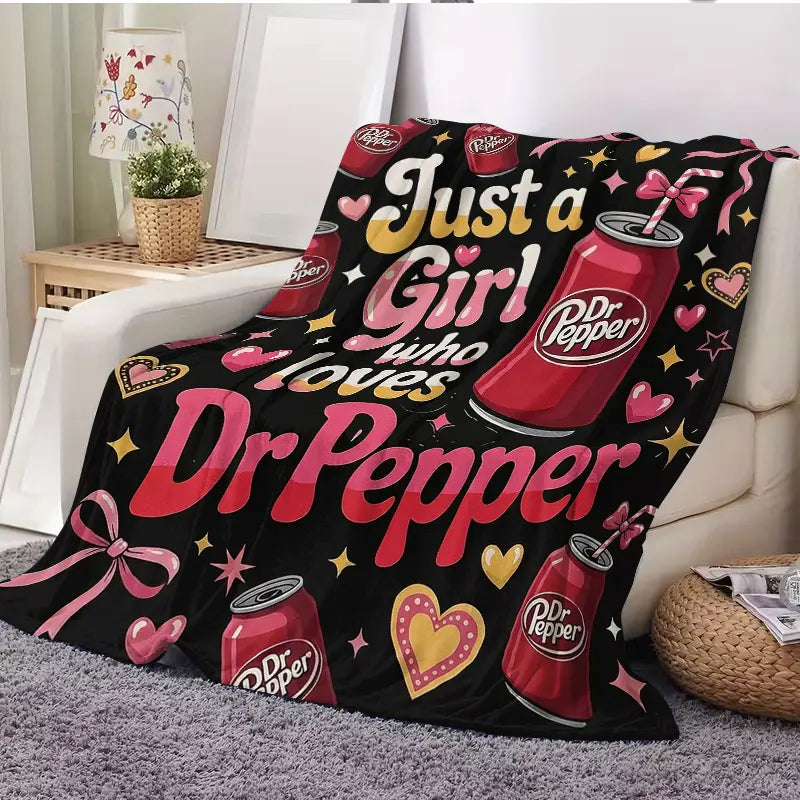 Pink Bow Heart Art Print Flannel Blanket
