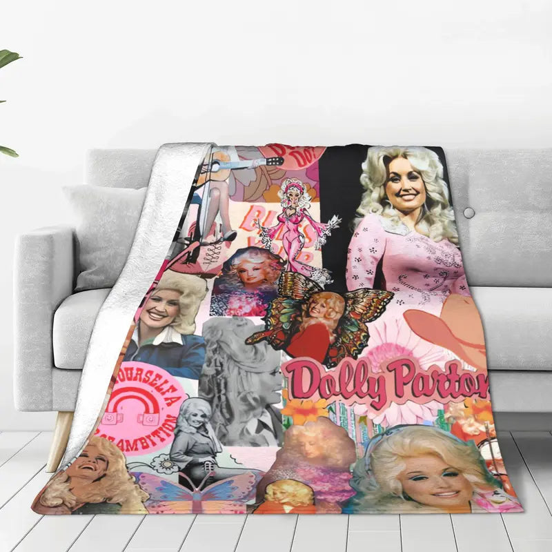 Vintage Country Music Pink Collage Flannel Blanket