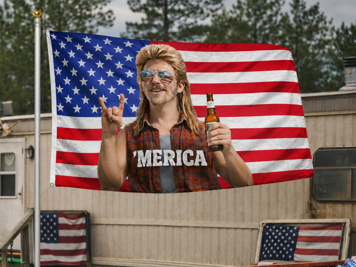 MERICA Mullet Man American Flag