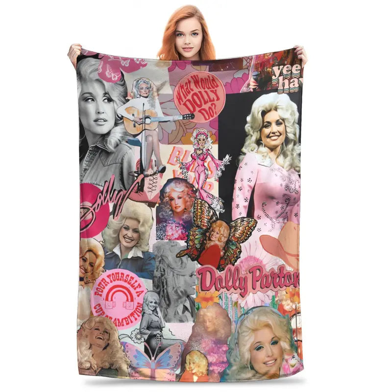 Vintage Country Music Pink Collage Flannel Blanket