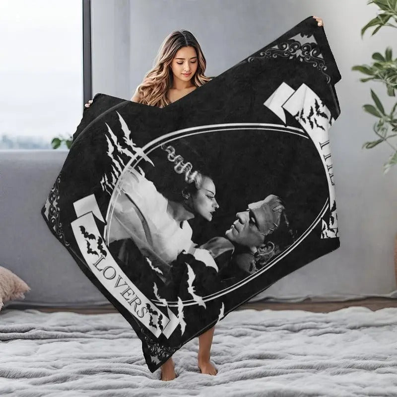 Frankenstein Monster And Bride Horror Flannel Blanket