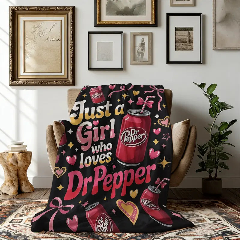 Pink Bow Heart Art Print Flannel Blanket