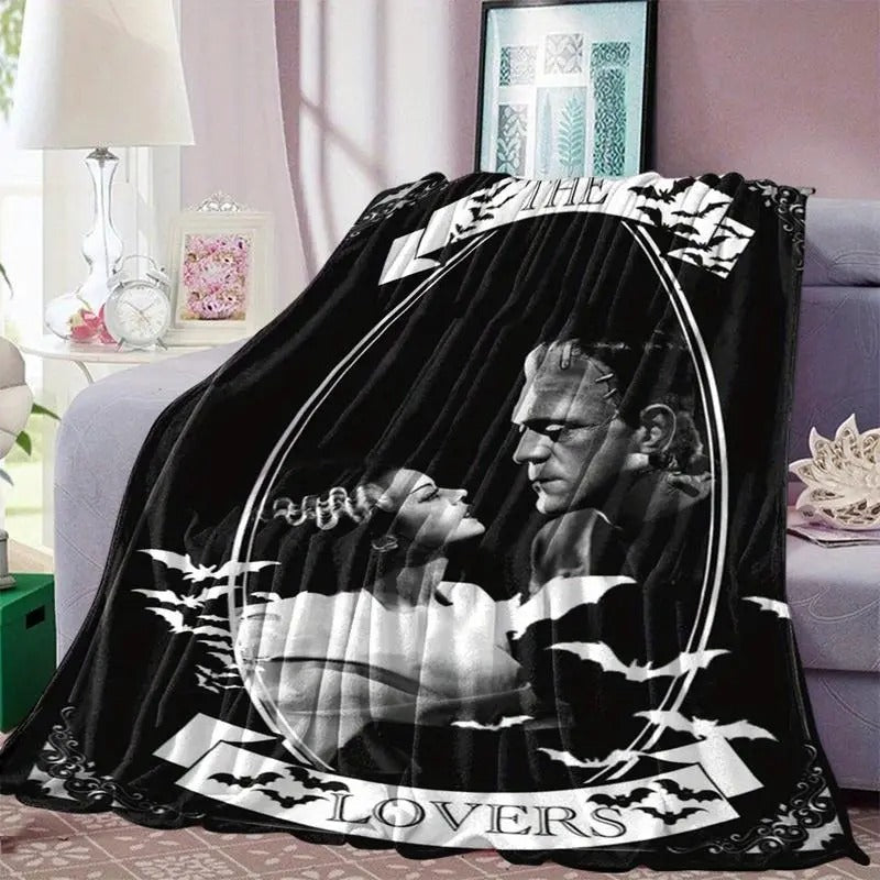 Frankenstein Monster And Bride Horror Flannel Blanket