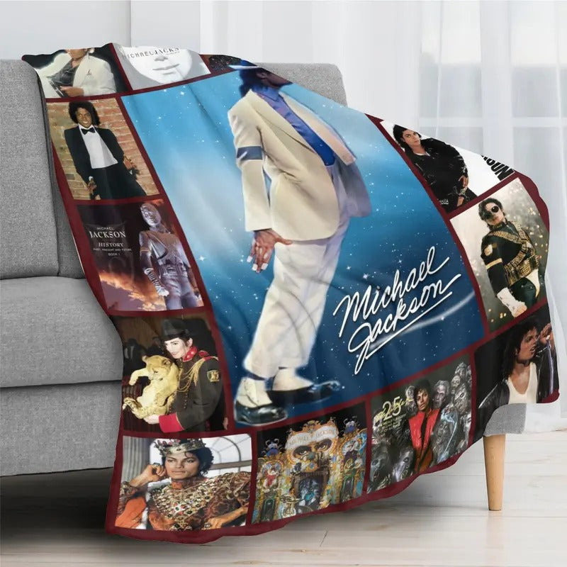 King of Pop Vintage Music Album Collage Flannel Blanket