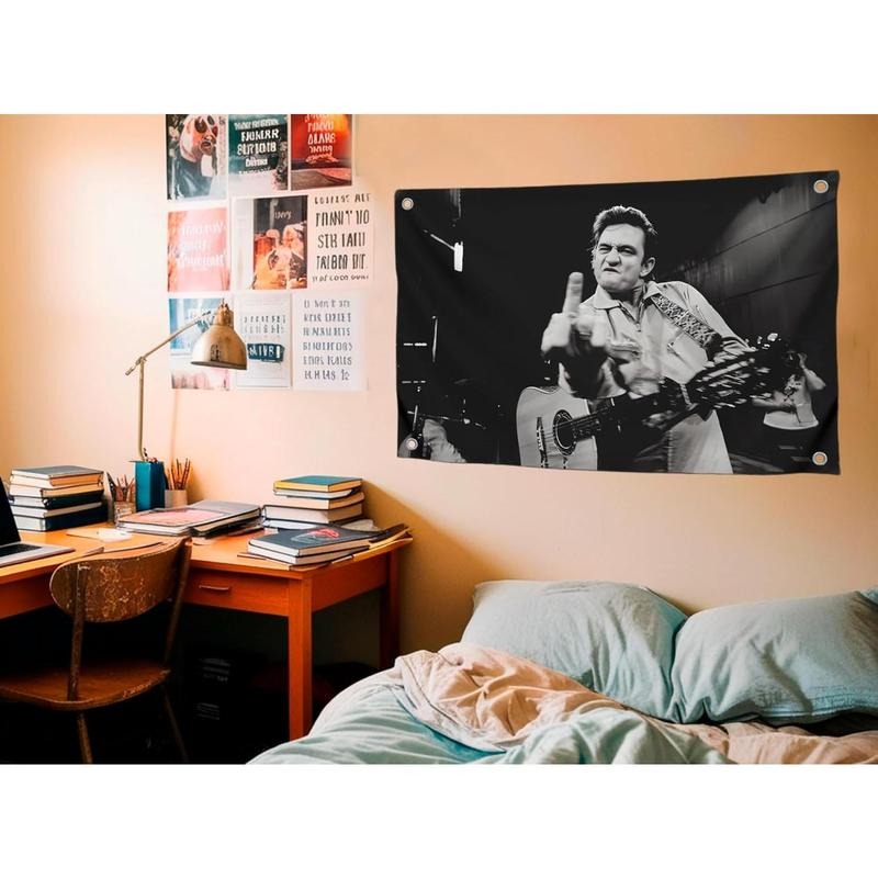 The Man In Black America Country Singer Flag