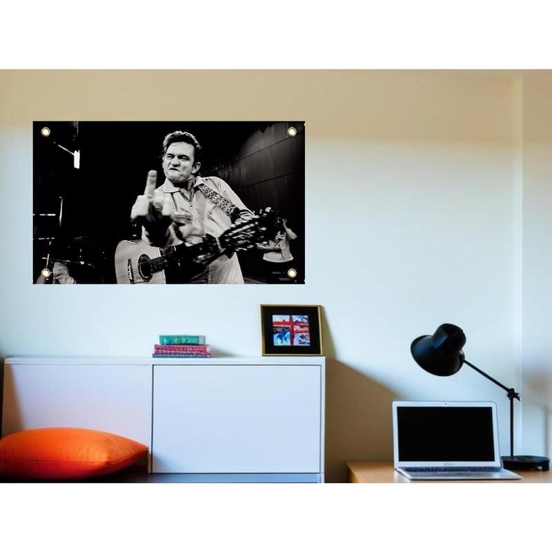 The Man In Black America Country Singer Flag