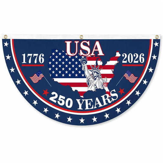 USA 250th Anniversary Polyester Semicircular Bunting Flag 1776-2026 Patriotic Banner