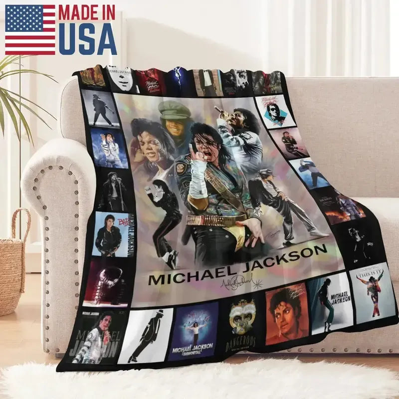 Legendary Pop Music Icon Retro Album Collage Blanket