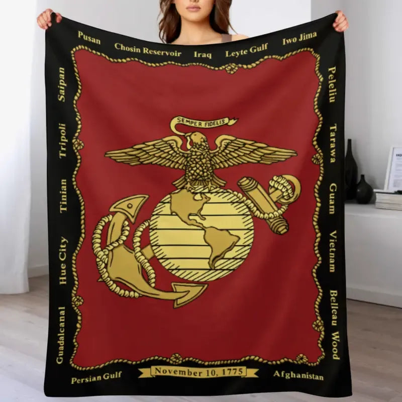 USMC Eagle Globe Anchor Semper Fidelis Patrioti Blanket
