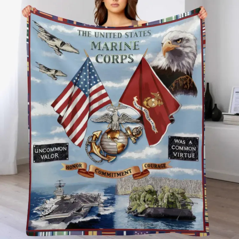 USMC Eagle Globe Anchor Semper Fidelis Patrioti Blanket