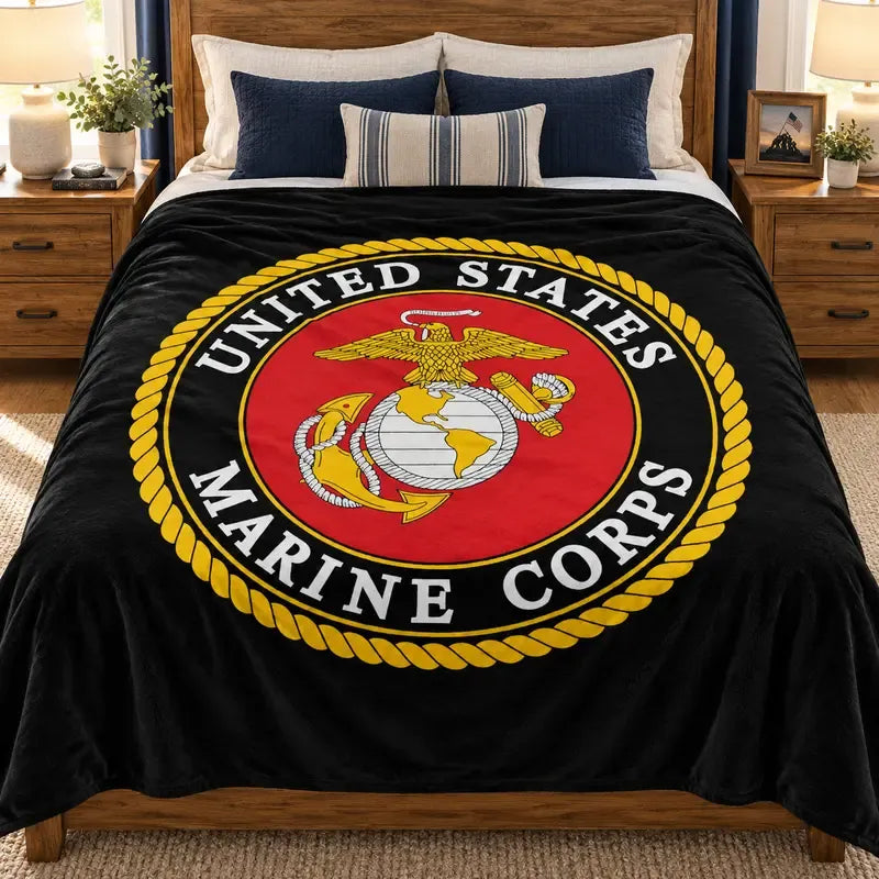 USMC Eagle Globe Anchor Semper Fidelis Patrioti Blanket