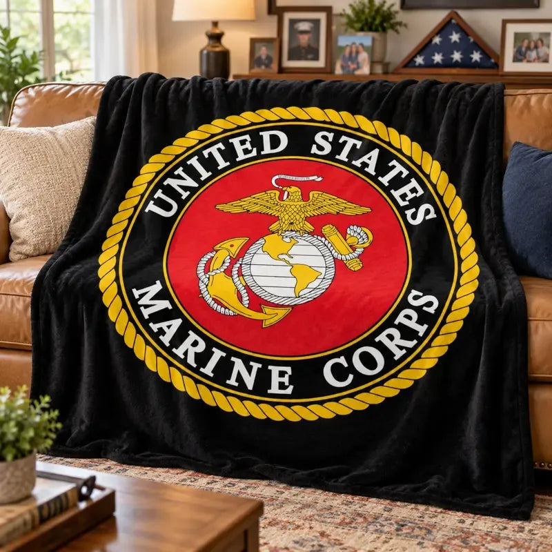 USMC Eagle Globe Anchor Semper Fidelis Patrioti Blanket