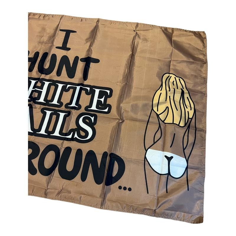 I Hunt White Tails Year Round Flag Backdrop Wall Hanging